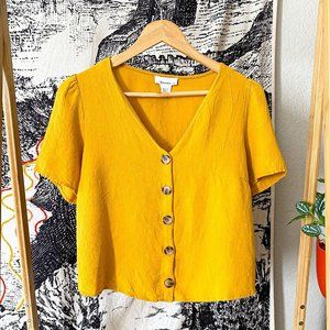 Urban Romantics Mustard Yellow Button Top